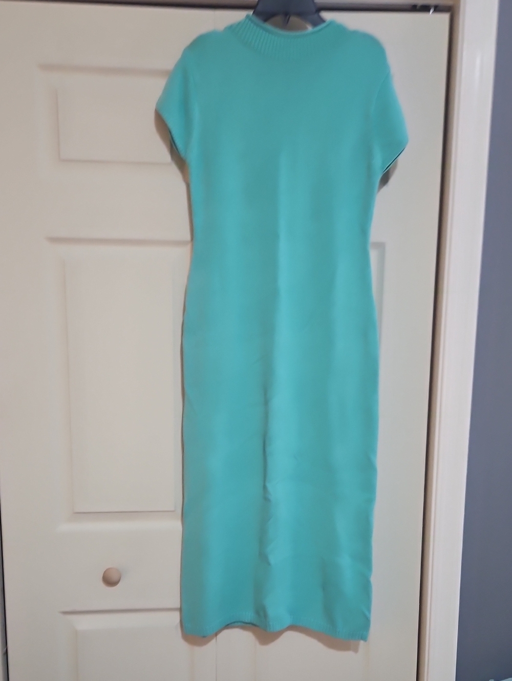 Ribbed Midi Dress in Aqua Blue